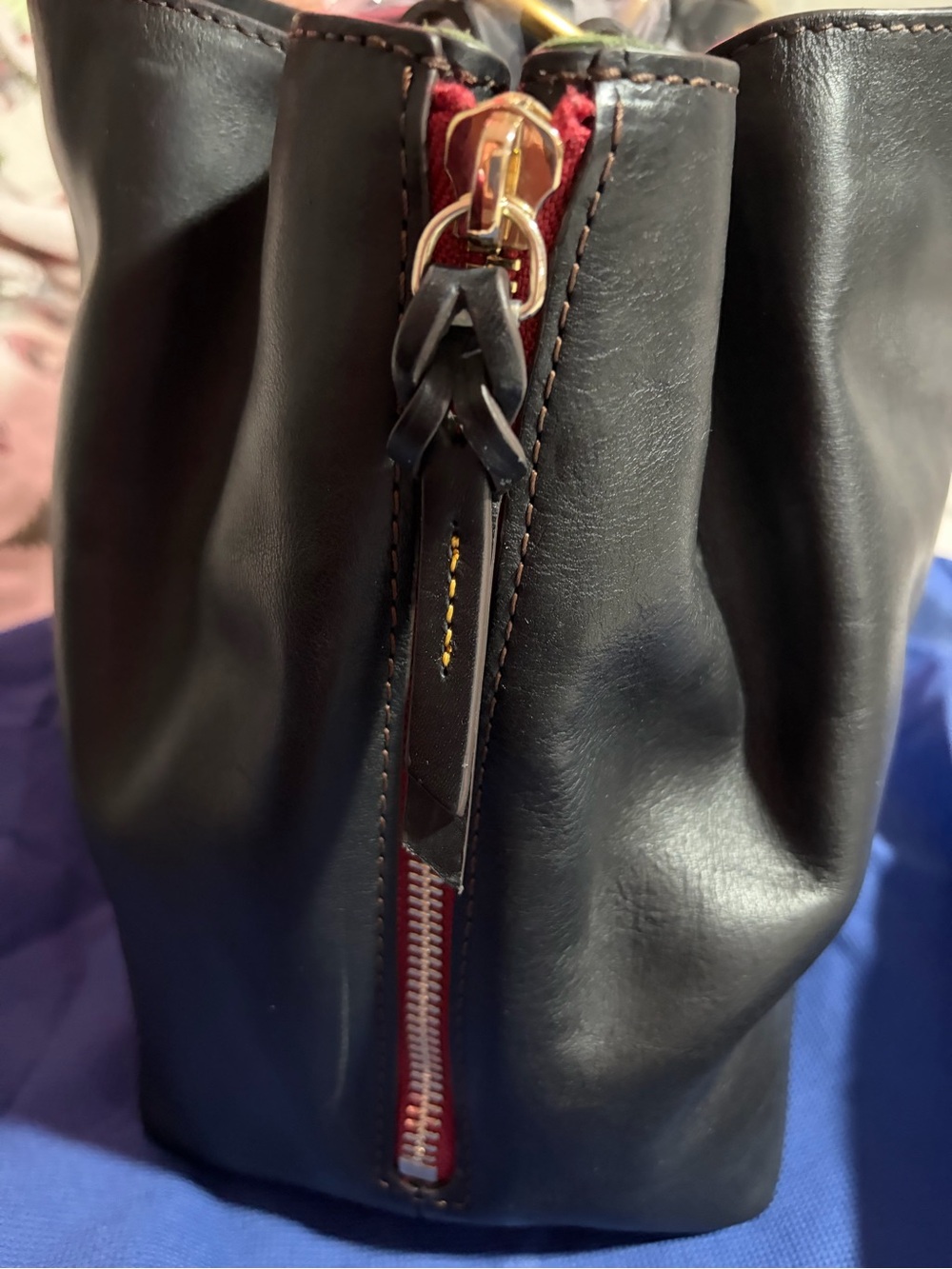 Dooney & Bourke Black Leather Satchel with Gold-Tone Feet - Picture 6 of 6